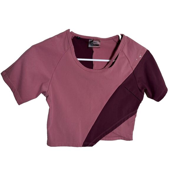Gymshark Tops - Gymshark T-Shirt Women's Small Pink Colorblock Cropped Athletic Crew Neck